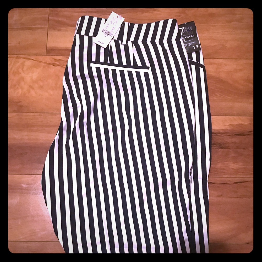 Navy blue and white capris
